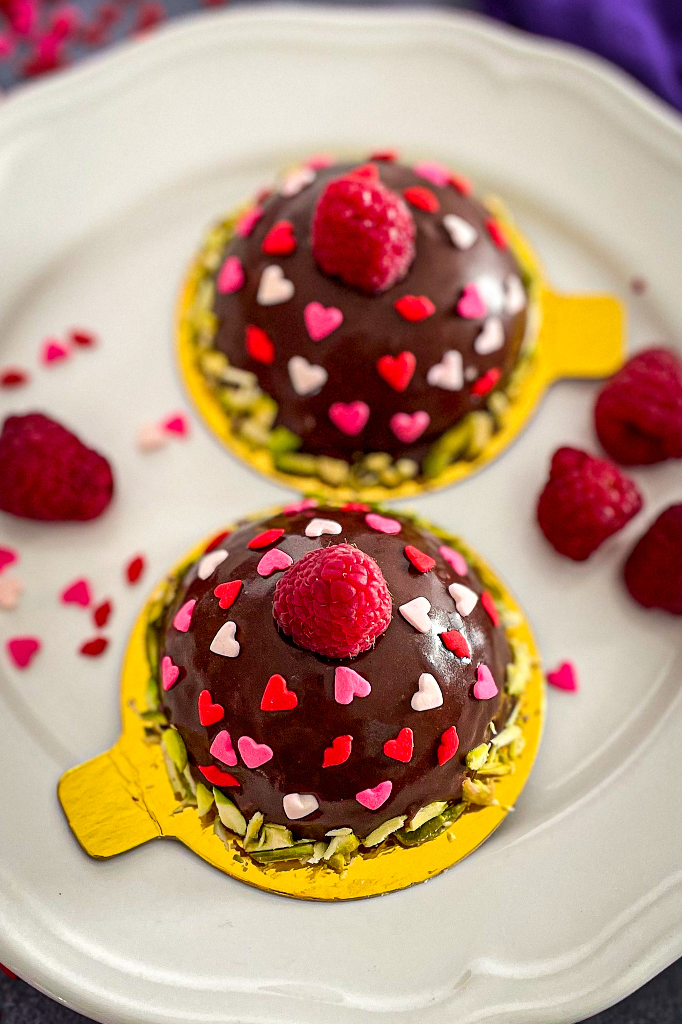 Chocolate Raspberry Mousse Domes - Home Cooking Adventure